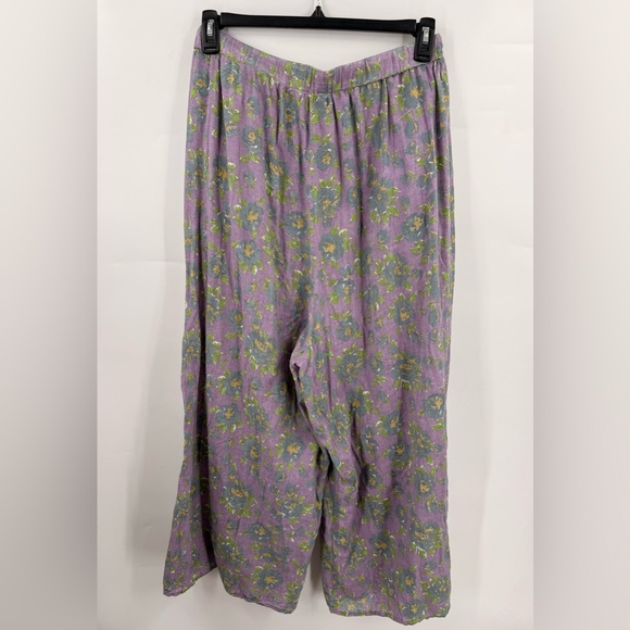 Natural Life Womens Wide Leg Linen Blend Palazzo Pant Boho Floral Hippie Large - Picture 6 of 10